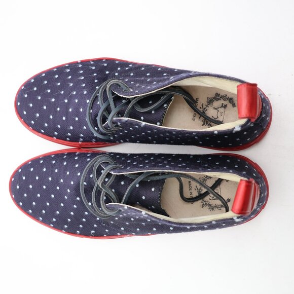 Del Toro Chukka Sneakers Men\'s Size 11 Blue White Polka Dots Red Soles main image 4